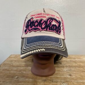 Women’s Y2k  Hat Rock Hard Pink , Cream And Black Adjustable Hat